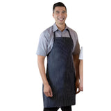 PREM. Bib Apron FULL Length WIDE Stripes No Pockets Twill Fabric 7.1oz 100% Spun Poly size 28in W X 33in L Multi-Color 