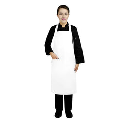 PREM. Bib Apron FULL Length in With 2 pockets Twill Fabric 7.25oz 65/35 P/C size 29in W X 34in L Color White 