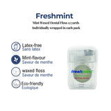 Freshmint® Mint Waxed Dental Floss 12 yards Individually wrapped 144's / Pack