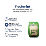 Hilo dental encerado Freshmint® Mint, 100 yardas, envuelto individualmente, 72 unidades por paquete