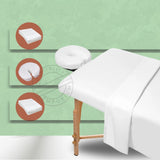 Spa Sheet Set (flat+fitted+face rest cover) Fabric Microfiber Plush color WHITE 3 pc/ set for 4/Pack