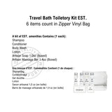 Travel Bath Toiletory Kit EST. 6 items count in Zipper Vinyl Bag Pack of 24's