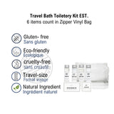 Travel Bath Toiletory Kit EST. 6 items count in Zipper Vinyl Bag Pack of 24's