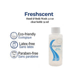 Jabón líquido para manos y cuerpo Freshscent™, botella transparente de 2,0 oz, 59 ml, paquete de 12 unidades