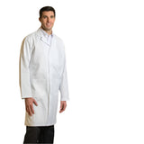 PREM. LAB Coat Men’s Dome Closure 3 Pockets Twill Fabric 8.2oz 100% Cotton Color White sizes XS-XL 