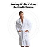 Luxury Velour (100%C Pre-Shrunk) Double Loop Cotton 500GSM Shawl Collar Bathrobe Unisex White size: 2XL 2/Pack