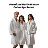 Premium Waffle Weave (60%C-40%P Pre-Shrunk) 300GSM Shawl Collar Bathrobe Unisex White Size: 4XL 2/Pack