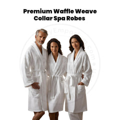 Premium Waffle Weave (60%C-40%P Pre-Shrunk) 300GSM Shawl Collar Bathrobe Unisex White Size: 4XL 2/Pack