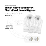 SET DE REGALO PARA PAREJAS 2 batas de spa de felpa extra suaves con cuello chal en color blanco Tallas: M-L/XL + 2 pares de pantuflas de felpa para interior unisex 1/paquete