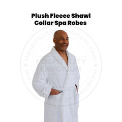 Plush Fleece (100%P Coral) Extra Soft 400GSM Shawl Collar Spa Robes Unisex White Size: 2XL 2/Pack