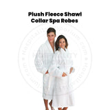 Plush Fleece (100%P Coral) Extra Soft 400GSM Shawl Collar Spa Robes Unisex White Size: L/XL 2/Pack