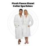 Plush Fleece (100%P Coral) Extra Soft 400GSM Shawl Collar Spa Robes Unisex White Size: MEDIUM 2/Pack