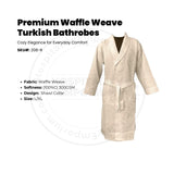 Premium Waffle Weave (100%C) 300GSM Shawl Collar Turkish Bathrobes color NATURAL Size: L/XL 2/Pack