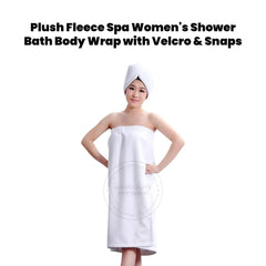 Plush Fleece Spa Women's Shower Bath Body Wrap with Velcro & Snaps + Pockets size: L/XL 4/Pack