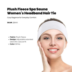 Plush Fleece Spa Sauna Women's Headband Hair Tie with extended velcro size Unisex 12/Pack