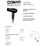 Conair 1875 Watt Handheld Hair Dryer Black