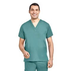 PREM. Scrub TOP V-Neck PULLOVER Style Short Sleeve No Pockets Twill Fabric 5.5oz Poplin 65/35 P/C Multi-Color sizes XS-XL