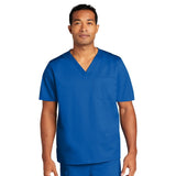 PREM. Scrub TOP SHIRT V-Neck Short Sleeve 1 Chest Pocket Twill Fabric 4.5oz Poplin 65/35 P/C Multi-Color sizes XS-XL 