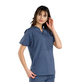 PREM. Scrub TOP SHIRT V-Neck Short Sleeve 3 Pockets Twill Fabric 4.5oz Poplin 65/35 P/C Multi-Color sizes 2XS-XL