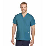 PREM. Scrub TOP SHIRT V-Neck Short Sleeve 3 Pockets Twill Fabric 4.5oz Poplin 65/35 P/C Multi-Color sizes 2XS-XL