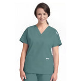 PREM. Scrub TOP SHIRT V-Neck PULLOVER Style Short Sleeve 1 Chest Pocket Twill Fabric 4.5oz 65/35 P/C Multi-Color sizes 2XS-XL 