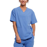 PREM. Scrub TOP SHIRT V-Neck PULLOVER Style Short Sleeve 1 Chest Pocket Twill Fabric 4.5oz 65/35 P/C Multi-Color sizes 2XS-XL 