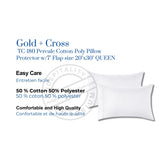 T180 Percale Cotton-Poly Pillow Protector w/7" Flap size 20"x30" QUEEN color White 12/Pack