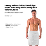 Luxury Velour Cotton Fabric Spa Men's Bath Body Waist Wrap with Velcro & Snap + Pockets size: Std. 2/Pack