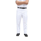 PREM. Chef Pant BAGGY Style Elastic Waist Band with Drawstring & 4 Pockets P/C Twill Fabric Color White sizes XS-XL 