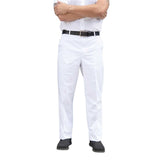 Econo Chef Pants Poly/Cotton Twill Dome Closure Color WHITE Size XS-XL 