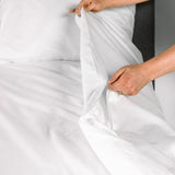 T-250 Prem. Percale Plain Cotton-Poly Duvet Covers ZIPPER QUEEN 88"x88" Color: White 2/Pack