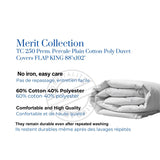 T-250 Prem. Percale Plain Cotton-Poly Duvet Covers FLAP KING 88"x102" Color: White 2/Pack