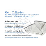 T-260 Luxury Percale Cotton-Poly Duvet Covers ZIPPER FULL 82"x88" color: White 1cm striped 2/Pack