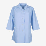 PREM. SMOCK Snap Closures Long Sleeve Cuffs 2 lower pockets Twill Fabric 5.5oz Poplin 65/35 P/C Colors WHITE/LIGHT BLUE sizes XS-L