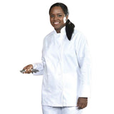 Premium Ladies Chef Coat Poly/Cotton Twill Long Sleeve with Plastic Button Closures Size XS-XL