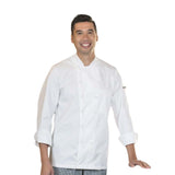 Naples Executive Chef Coat LONG SLEEVE Hand-rolled Button Closure & 1 Chest Pocket 100% Egyptian-Like Cotton Color White sizes XS-XL