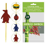 GOURMET Cocktail Picks Bamboo Party 24 Pcs Kitchenware Color 4 Assorted S:5''