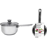 GOURMET Saucepan Stainless Steel with Glass Lid Size 1.7L/1.8Qt Packing 4/Box