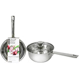 GOURMET Saucepan Stainless Steel with Glass Lid Size 2.9L/3Qt Packing 4/Box