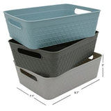 STERILITE Basket Storage Plasticware Size 10x7x3 inch Color Charcoal/Turquoise/Grey Packing 24/Box