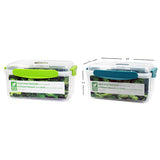 STERILITE Container QuadLock with Vented Lid 2100ml Plasticware Color Green/Blue Packaging 12/Box