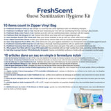 Kit de higiene y desinfección para huéspedes FreshScent, 10 unidades, en bolsa de vinilo con cierre, paquete de 24