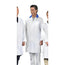 Long Coat 100% Poly  2 Inside Pockets Dome Closure with Custom Trim Collar Color White sizes XS-XL 3/Pack