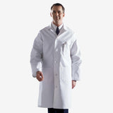 PREM. LAB Coat Men's Snap/Button Closure Knit Cuffs 3 Pockets Poly/Cotton Color White sizes XS-XL