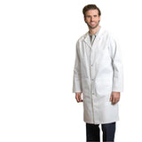 PREM. LAB Coat Men’s Dome Closure 3 Pockets Twill Fabric 8.2oz 100% Cotton Color White sizes XS-XL 