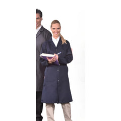 Long Coat 2 Pockets P/C 65/35 Twill Fabric Color Navy sizes XS-XL 