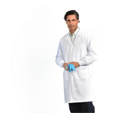 PREM. LAB Coat Men’s Snap Closures Elastic Cuffs 3 Pockets 100% Cotton Color White sizes XS-XL