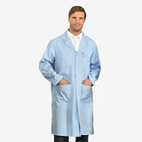 PREM. LAB Coat Men’s Snap Closure 3 Pockets P/C Color LIGTH BLUE sizes XS-XL 