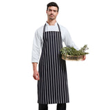 STD. Bib Apron FULL Length No Pockets Color Black with White Stripes