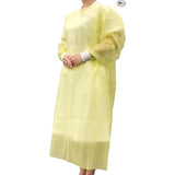 ISOLATION Gown Disposable Knit Cuffs Fabric Non-Woven 35GSM PP+PE Color Yellow